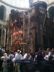 the queue to enter what may be Jesus' tomb in the Church of the Holy Sepulchre